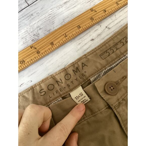 SONOMA Life + Style Chino Straight Pants Mens 33x32 Brown Cotton Blend - Picture 5 of 6